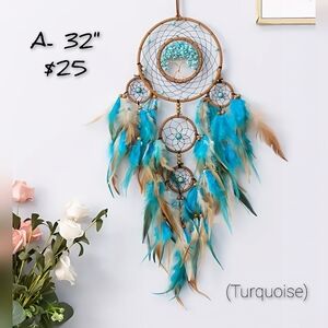 Feathered & beaded Dreamcatchers, Asst. sizes & prices. **